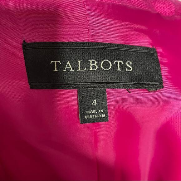 Talbots Linen Blazer 3 Button Pockets Bright Pink Lined 4 EUC - Picture 3 of 10